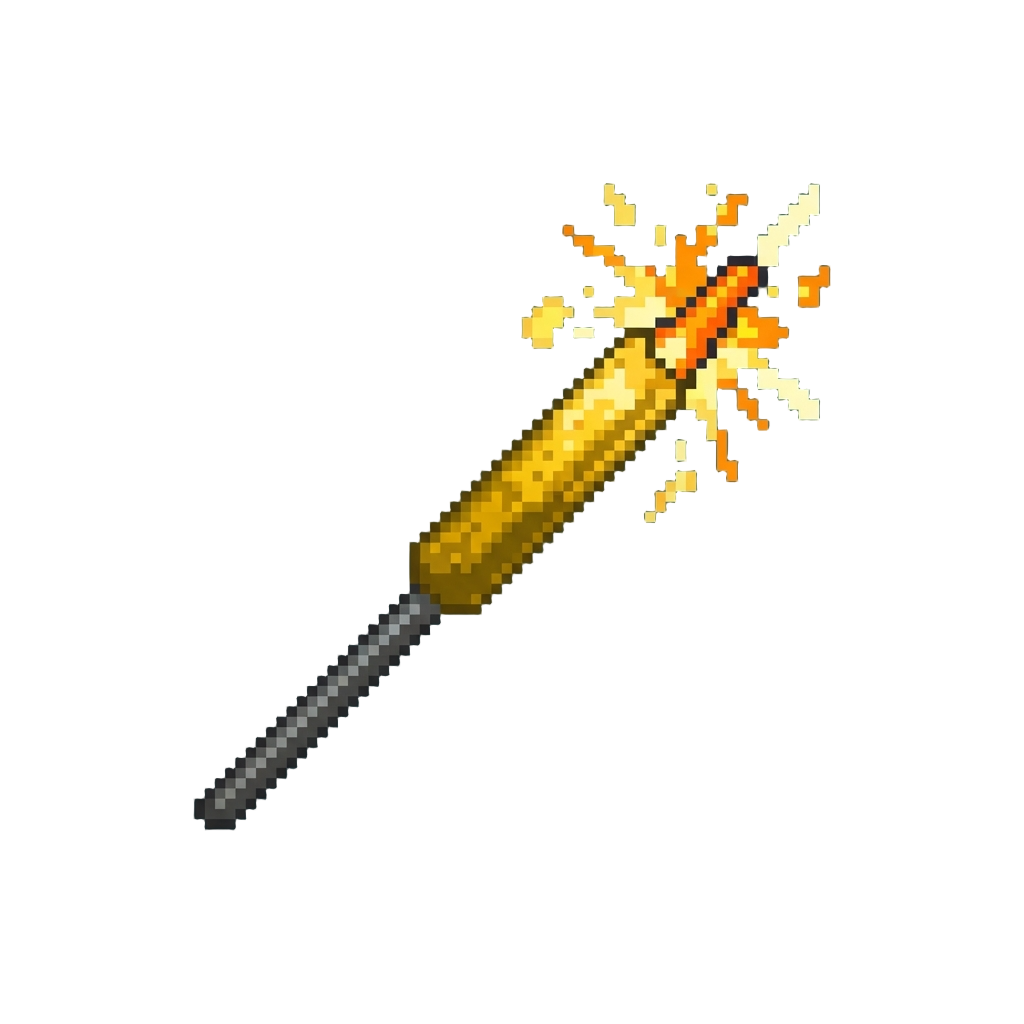 A Crackling Golden Handheld Sparkler