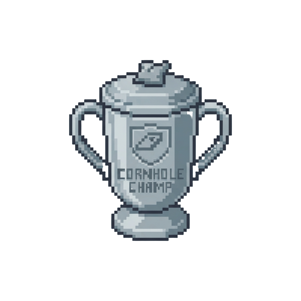 A Shiny Silver Engraved Cornhole Champion Cup
