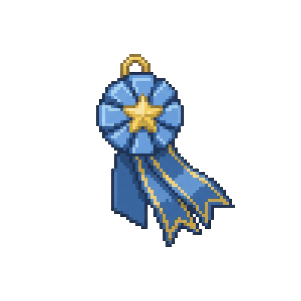A Giant Satin Blue First-place Ribbon