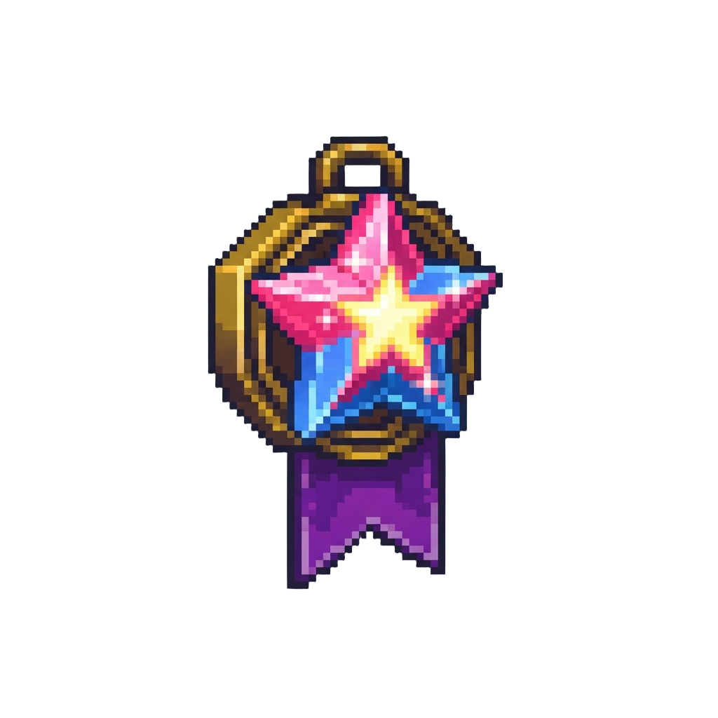 A Sparkly Neon Star Medal