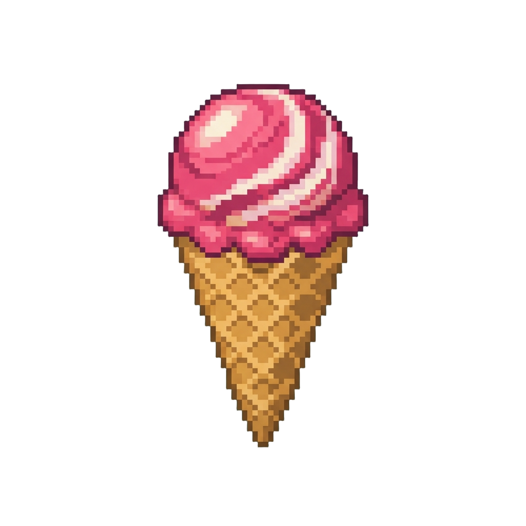 Bright Pink Strawberry Swirl Ice Cream