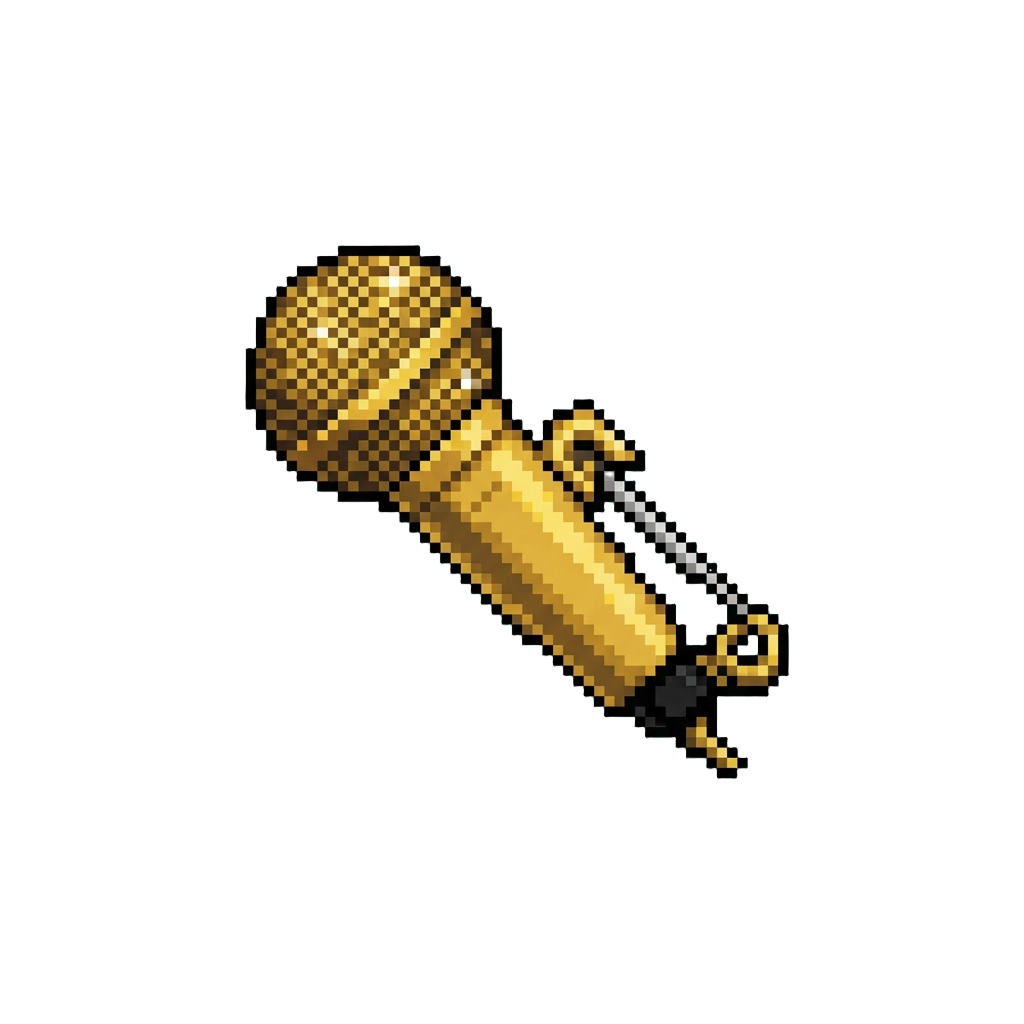 A Sparkling Golden Microphone Pin