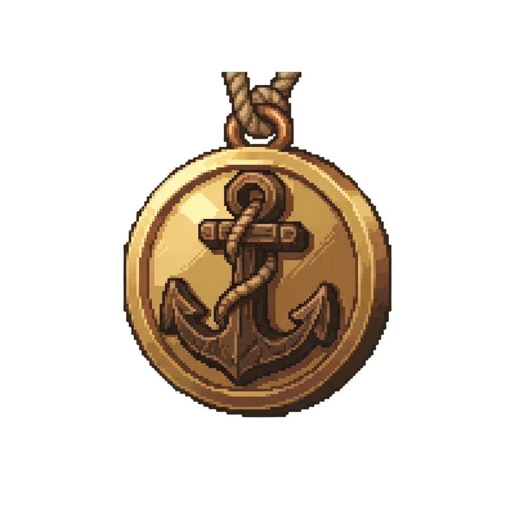 A Shiny Wooden Anchor Medal