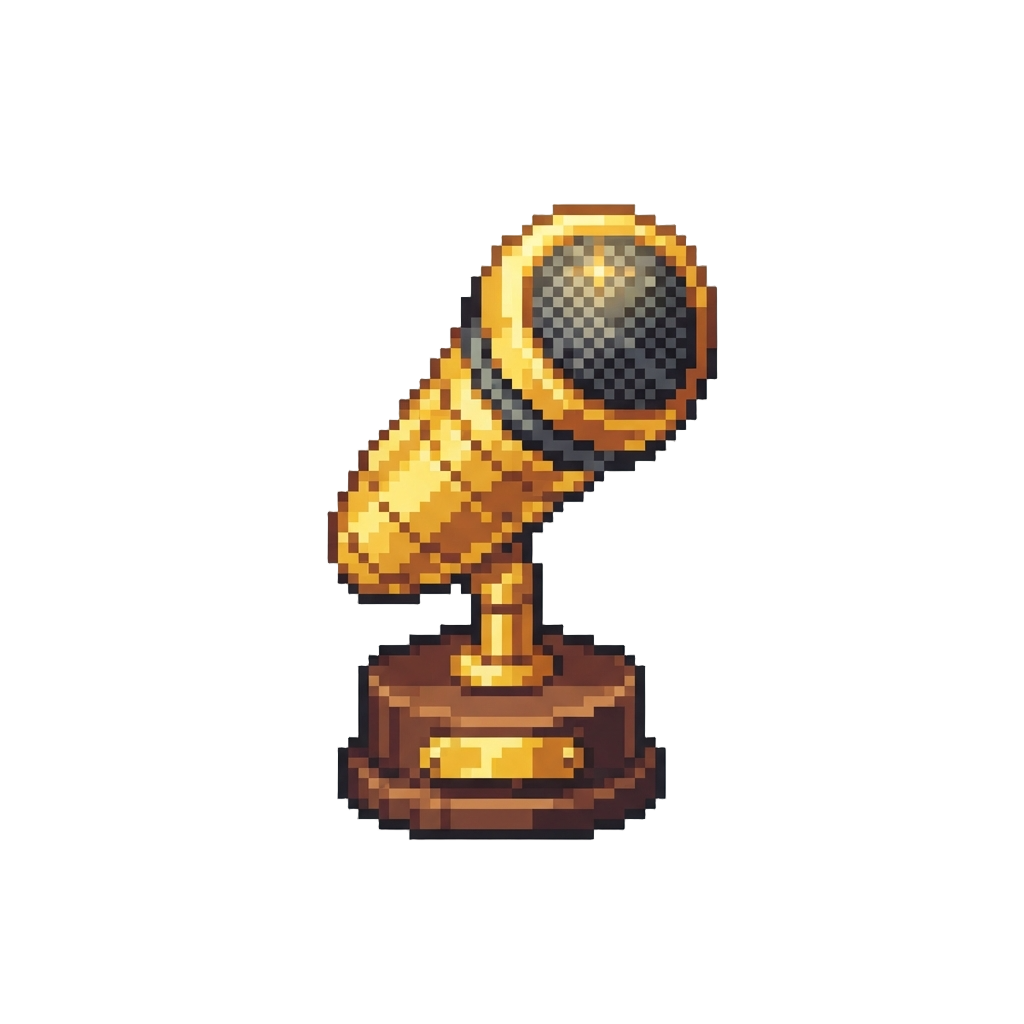 A Miniature Glowing Golden Microphone Trophy