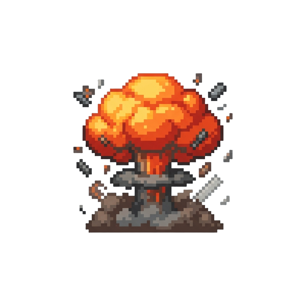 A Massive Mushroom Cloud Explosion Blowing Bits of Scrap Metal Everywhere