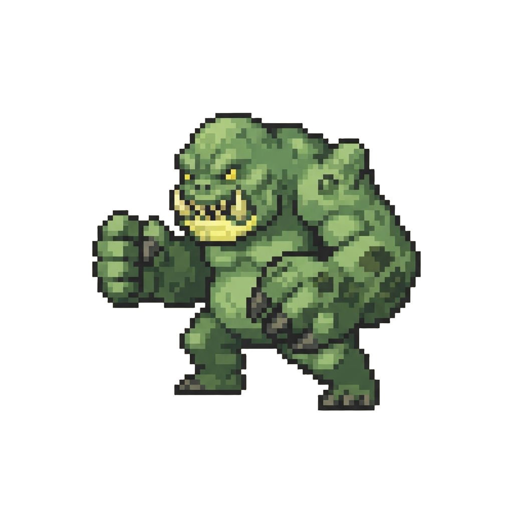 A Grotesque Mutated Green Abomination Shaking Its Massive Fists
