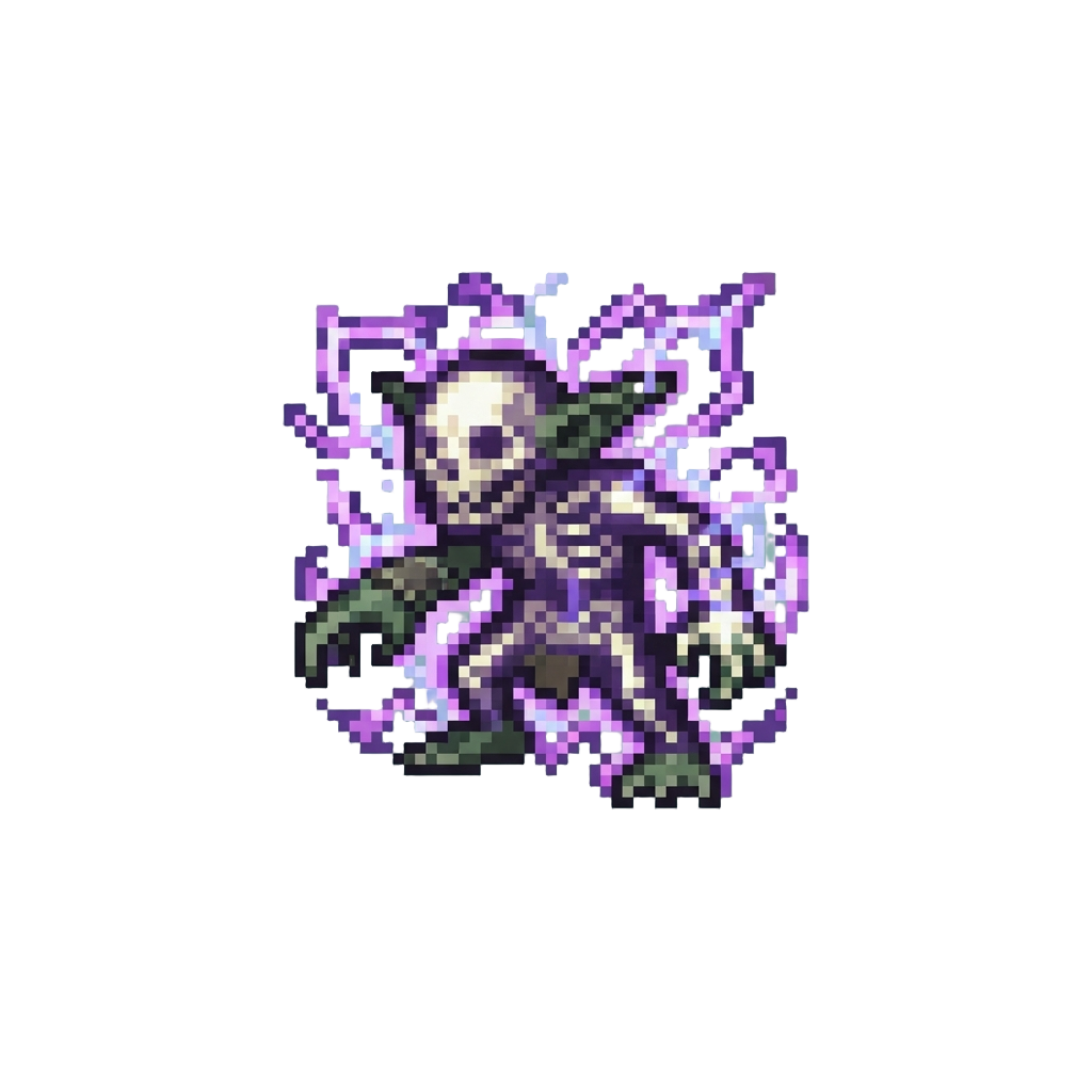 A Chaotic Surge of Purple Electrical Arcs Turning the Grot Into a Blinking X-ray Silhouette