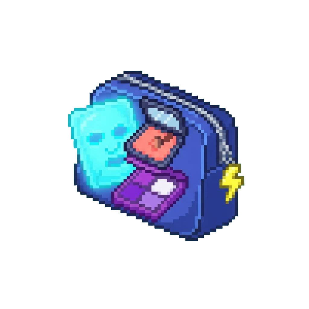 A Electric Skincare Pack with a Glowing Neon Face Mask, Vivid Coral Blush, Electric Violet Eyeshadow Palette, and a Lightning Bolt Keychain