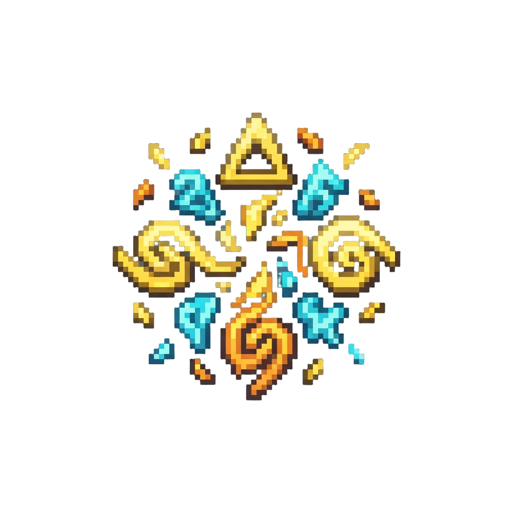 A Burst of Floating Glowing Ancient Runes