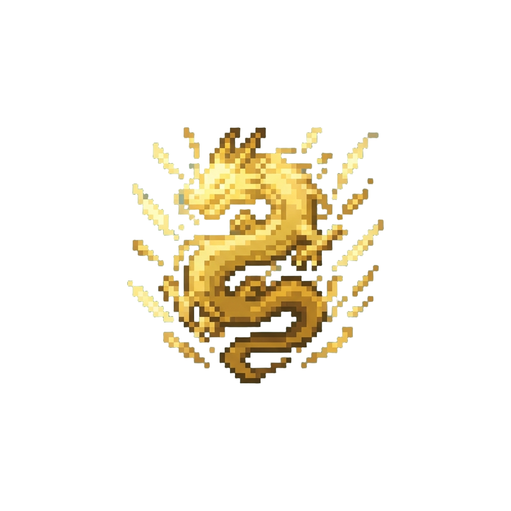 A Golden Burst of Dragon-shaped Spirit Particles