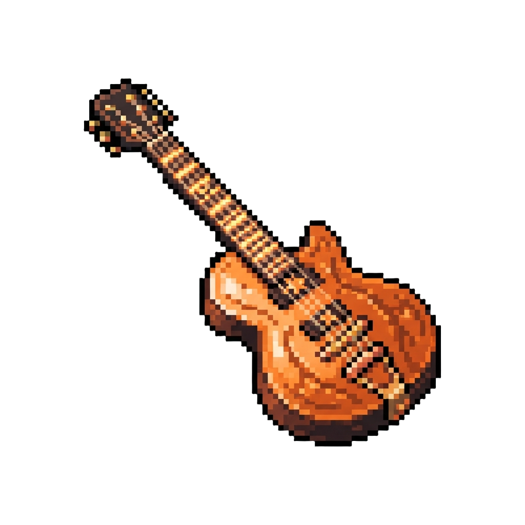 A Sparkling Pumpkin-orange Guitar with Glowing Carved Frets