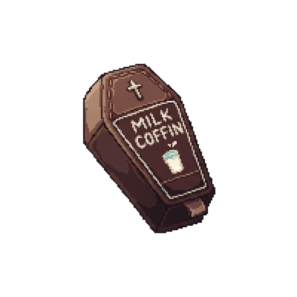 A Giant Plush Coffin Candy Bar Toy with Milk