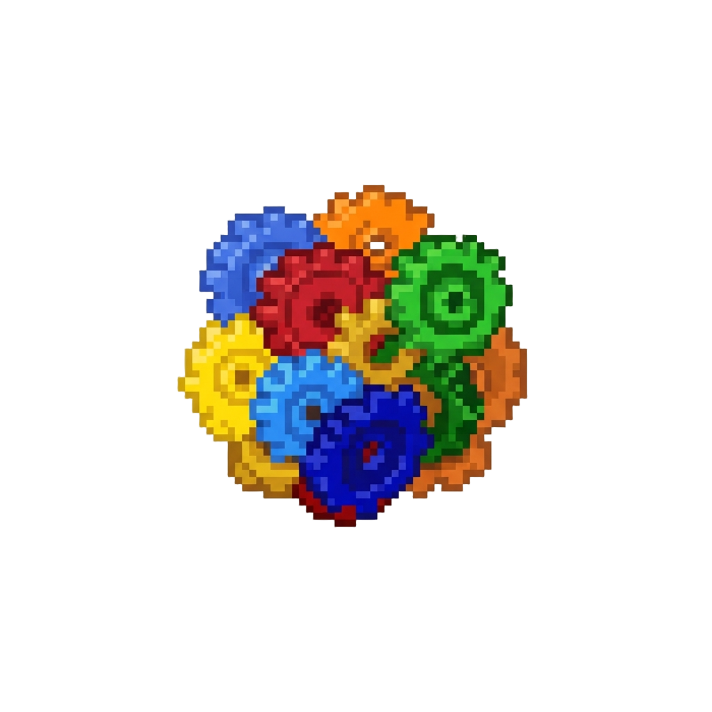 A Tangled Clump of Colorful Plastic Gears That Spins Helplessly