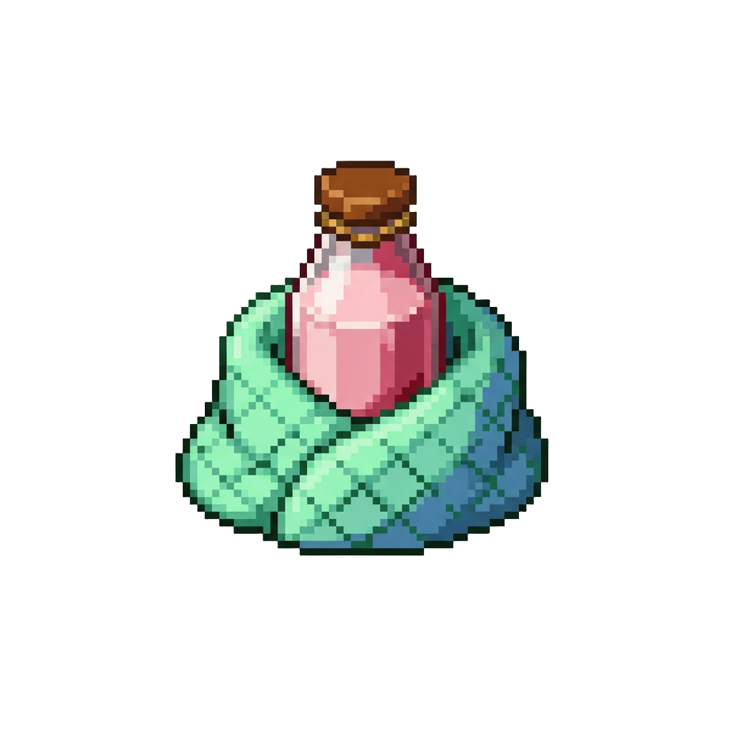 A Warm Strawberry-milk Bottle and a Mint-green Quilted Blanket