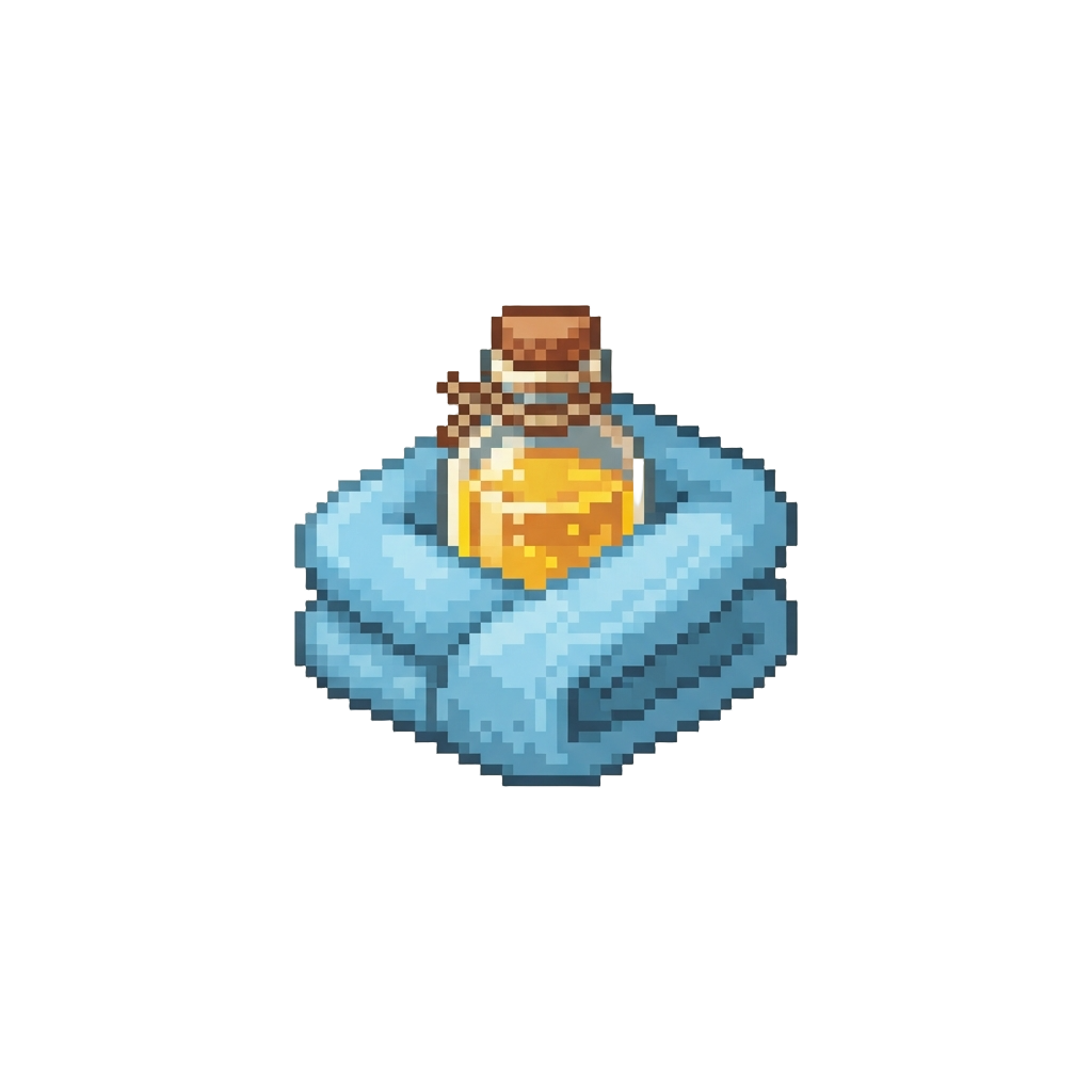 A Tiny Warm Bottle of Golden Honey Milk and a Sky-blue Fleece Blanket