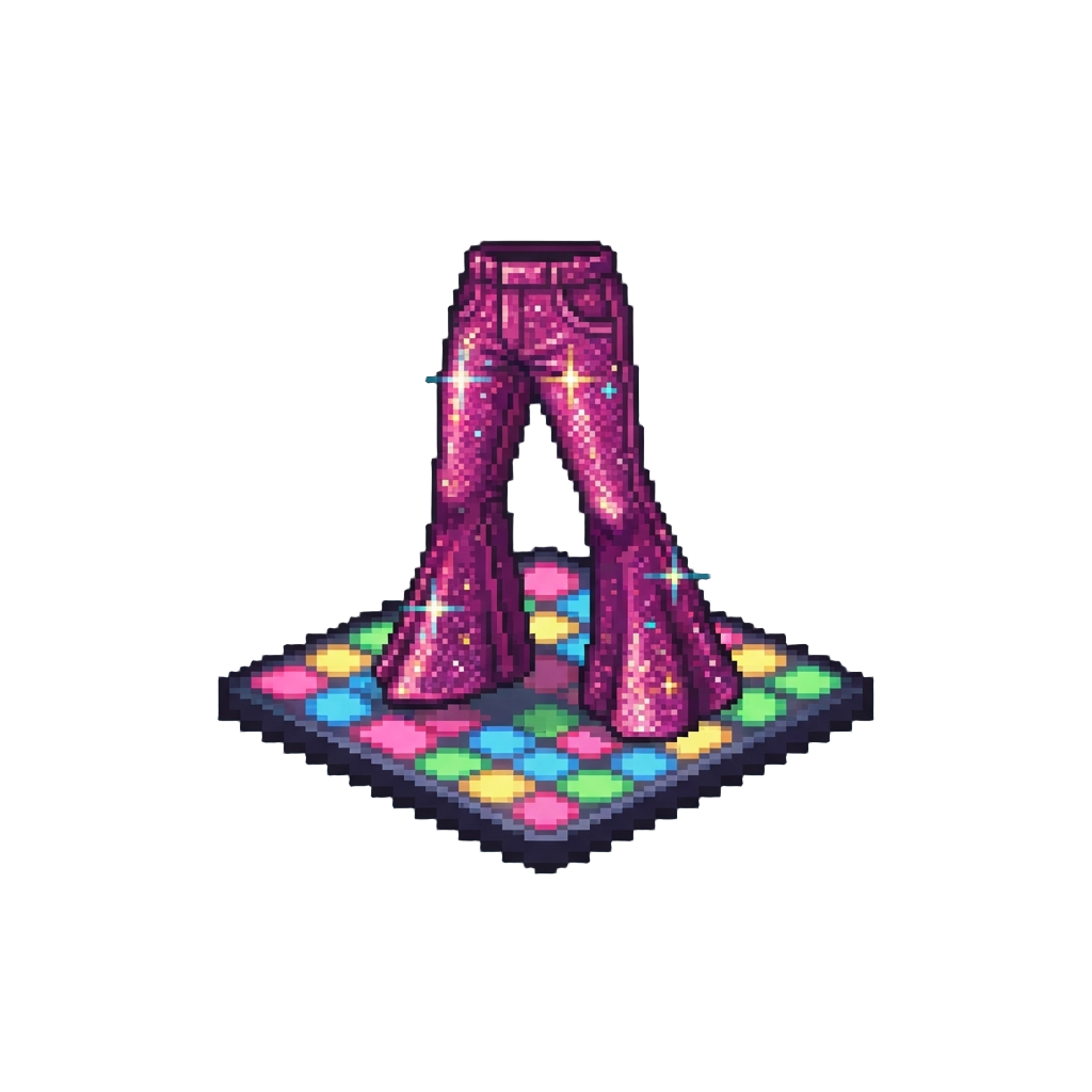 A Retro Disco Dance Floor Wearing Sparkly Bellbottoms