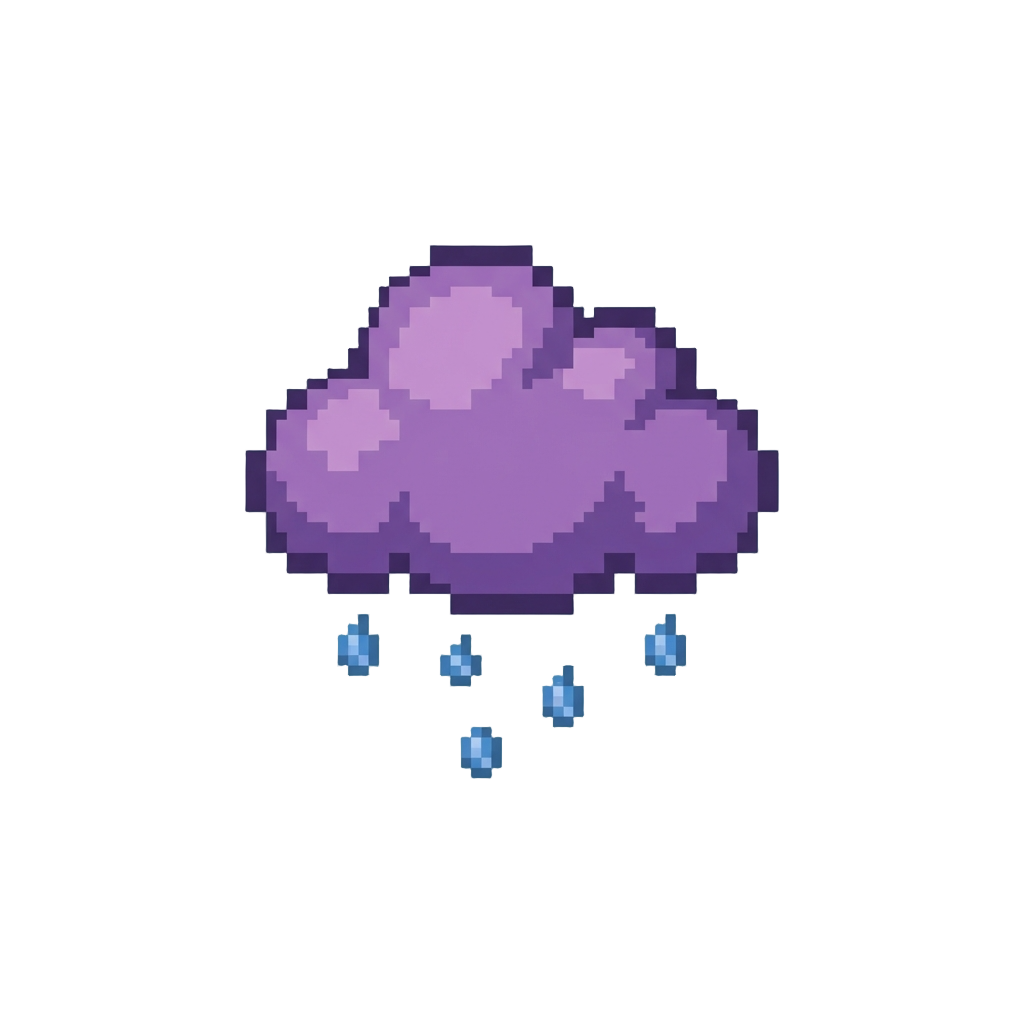 A Miniature Purple Cloud That Trickles Tiny Rain Drops
