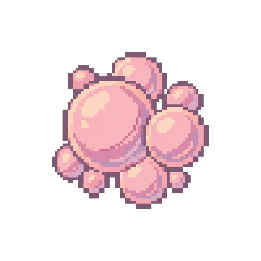 A Cluster of Floating Pink Soap Bubbles