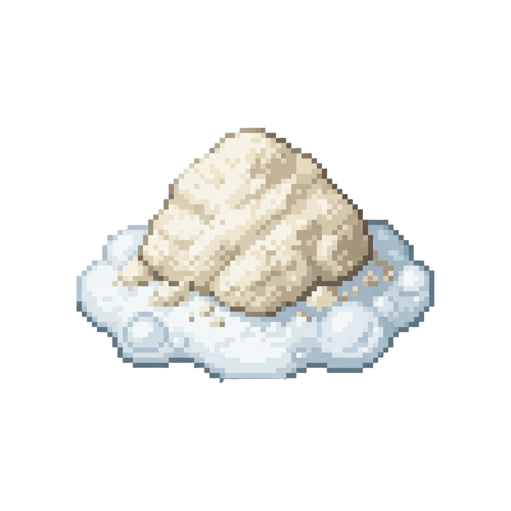 A Clump of Unblended Flour Floating on Foam