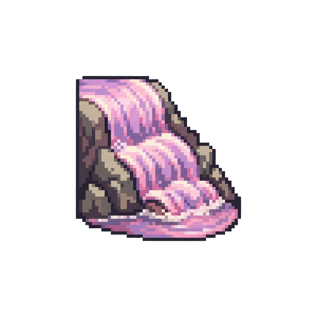 A Flowing Waterfall of Glowing Pastel Pink and Violet Waves