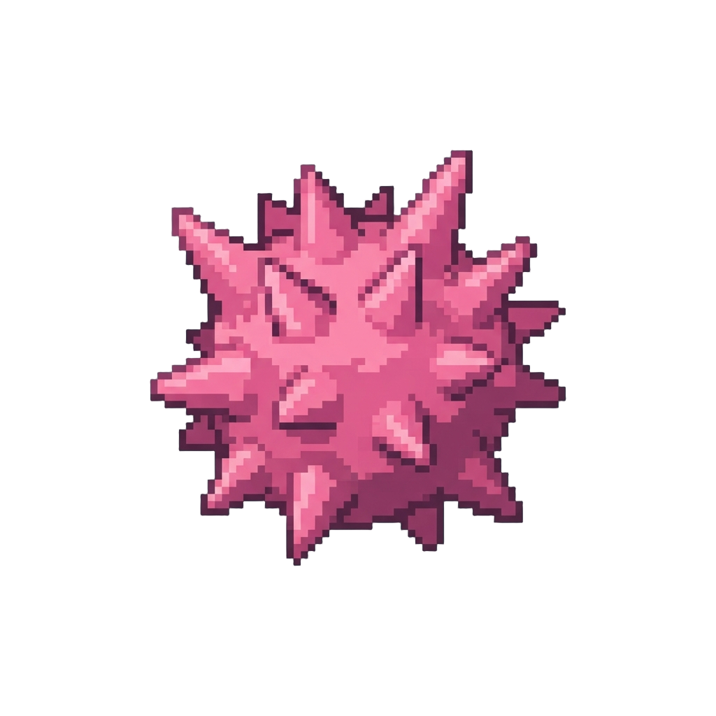 An Overly Sticky Mass of Pink Bubblegum-colored Spikes Pointing in All Directions
