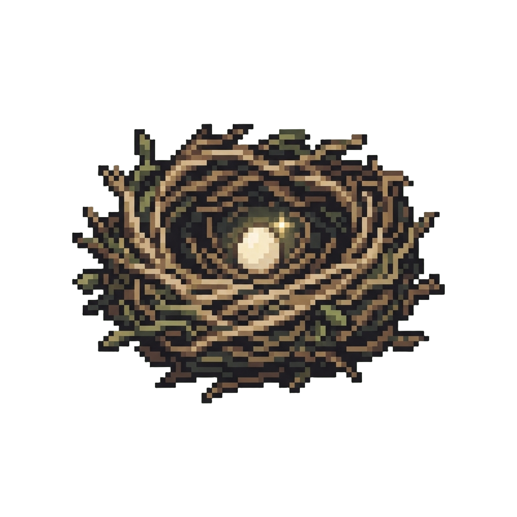 An Oversized Tangled Bird Nest Complete with a Tiny Glowing Egg