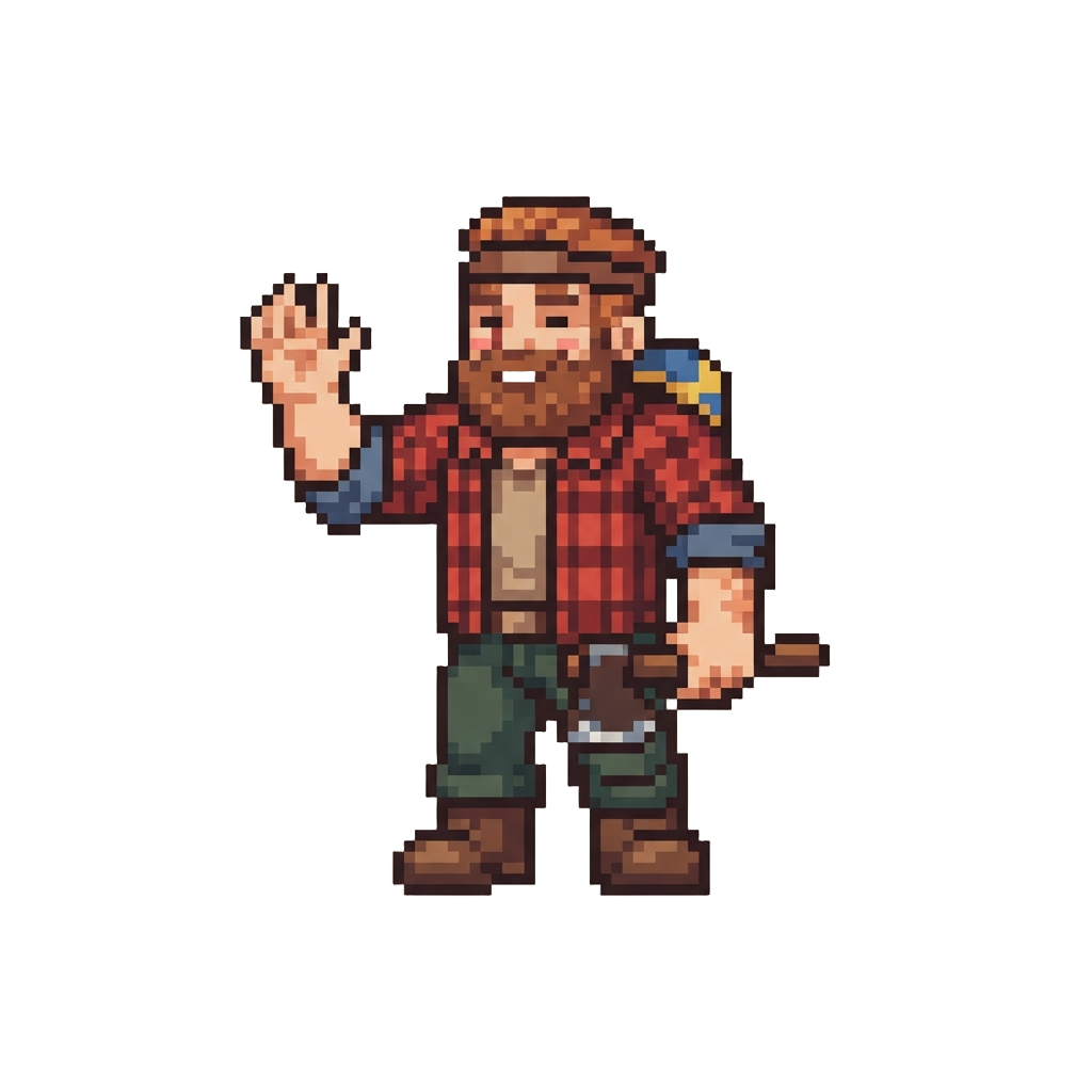 A Friendly Classic Woodland Lumberjack Hero Giving a Warm Reassuring Wave