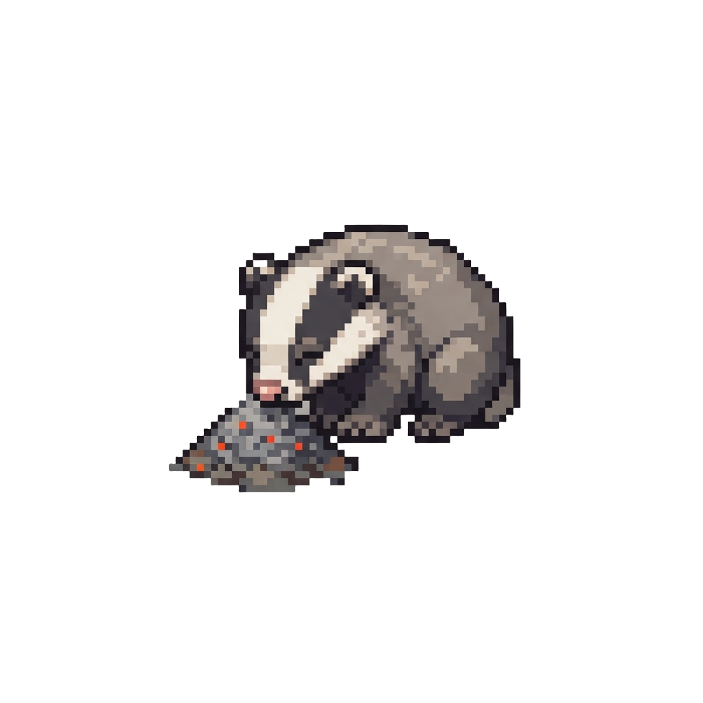 A Shy Baby Badger Sniffing the Warm Ashes