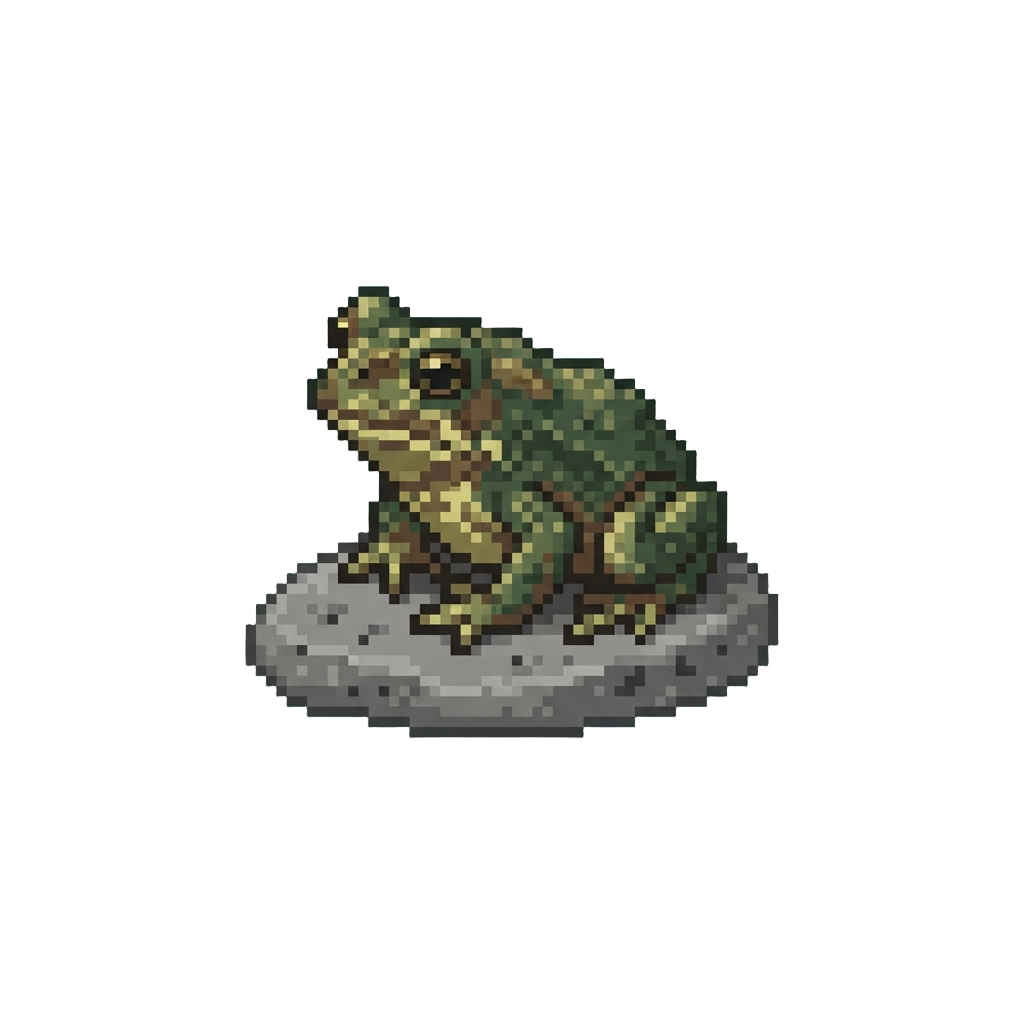 A Curious Little Toad Perched on a Flat Pebble