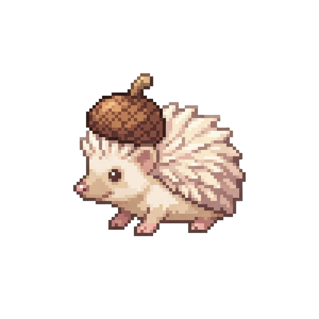 A Tiny Albino Hedgehog Wearing an Acorn Hat