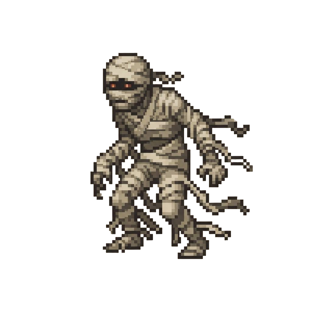 An Ancient Mummy Zombie Trailing Tattered Antique Linen Wraps