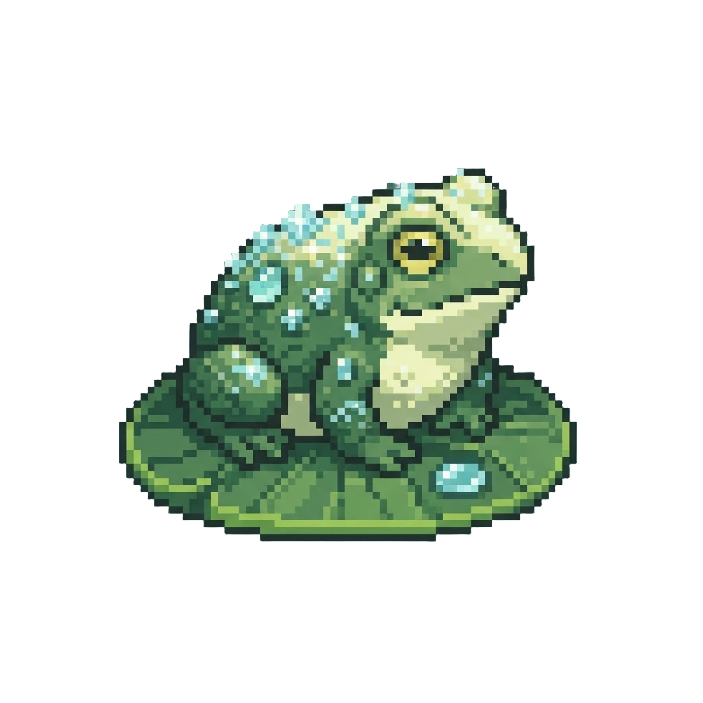 A Giant Frosty Dew-drop Toad Sitting on a Lilypad
