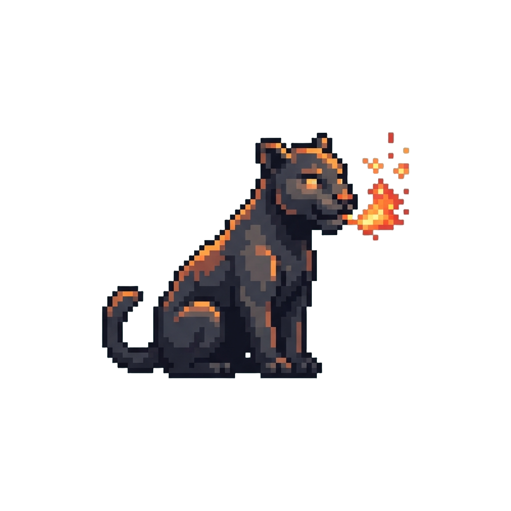 A Sleek Ember Panther Puffing Warm Sparks