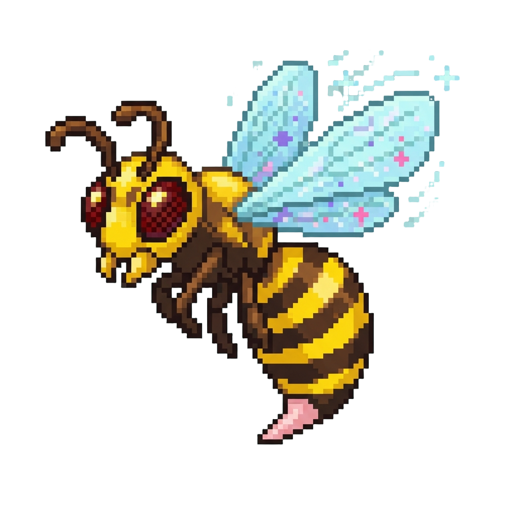 A Giant Mischievous Glitter-wasp Buzzing Loudly