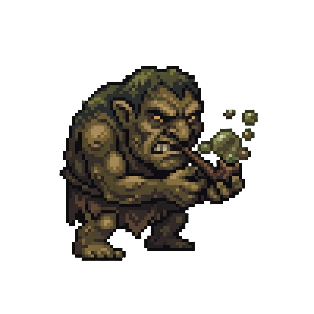 A Giant Grumpy Mud Troll Blowing Dirty Bubbles