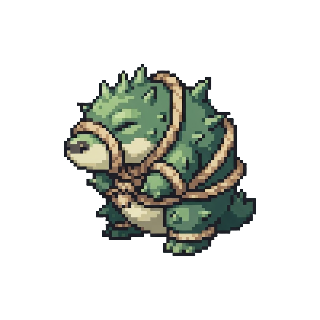 A Full-grown Prickle-beast Tangled in Rope