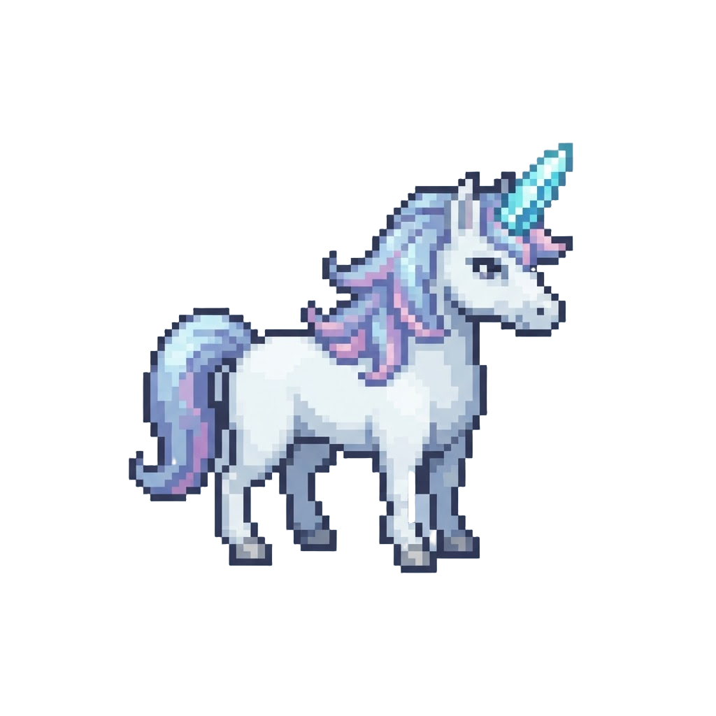 A Full-grown Majestic Unicorn with a Crystal Horn