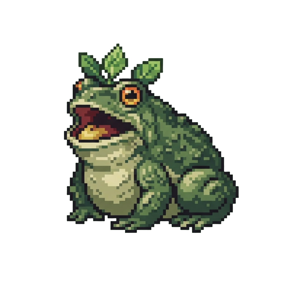 A Giant Noisy Croaking Toad Wearing a Leaf Crown