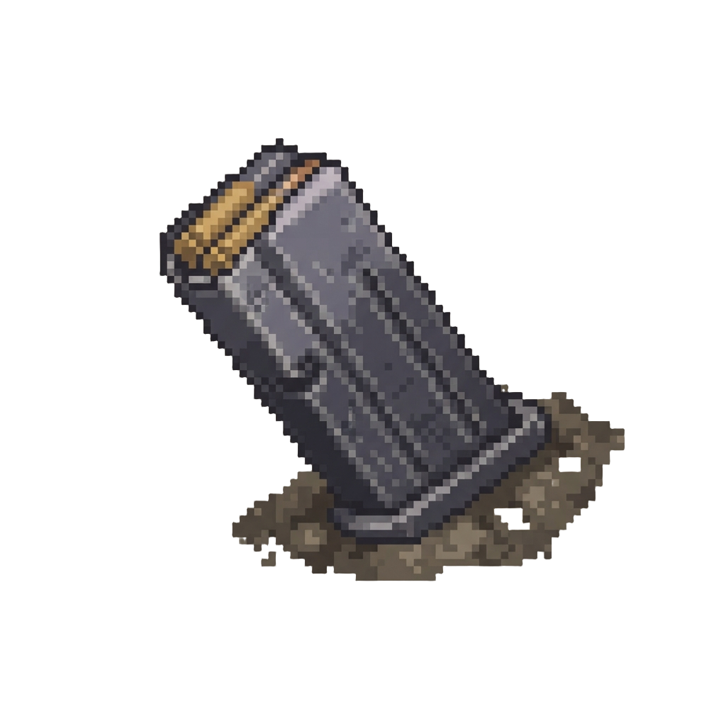 A Heavy Metallic Mag Sliding Away in the Dirt