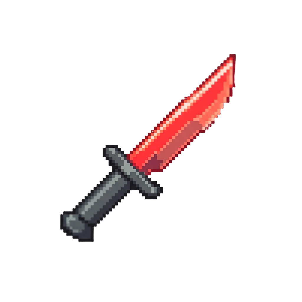 A Glowing Neon Red Knife
