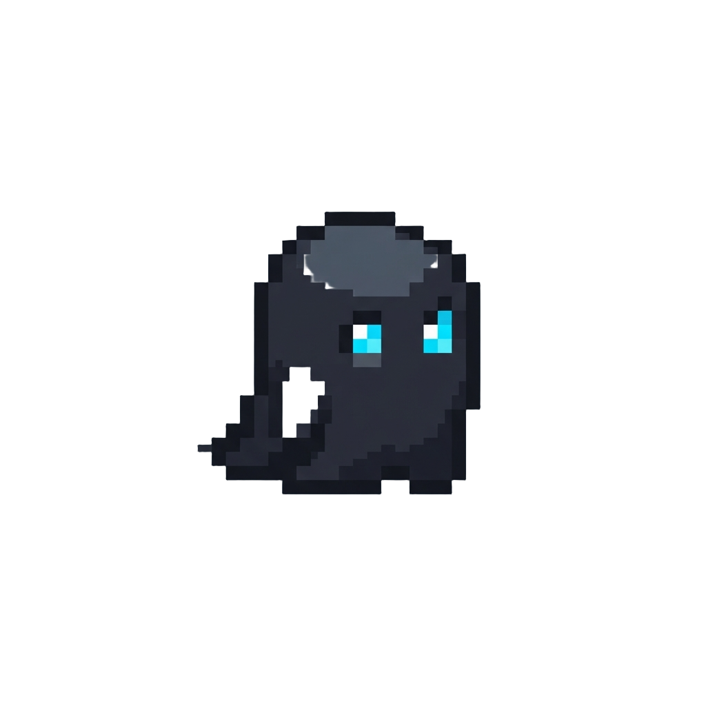 A Quiet Dark Shadow with Cyan Eyes