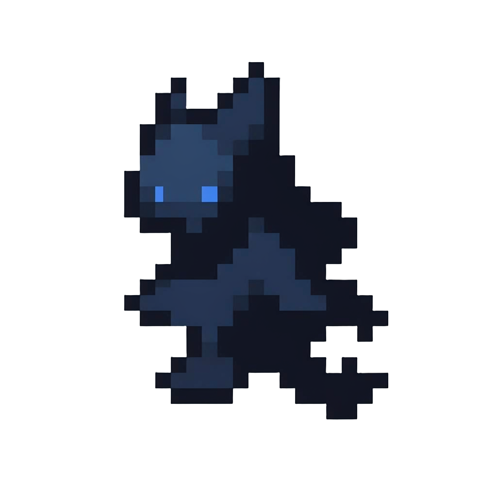 A Smoky Midnight Shadow with Blue Glowing Eyes