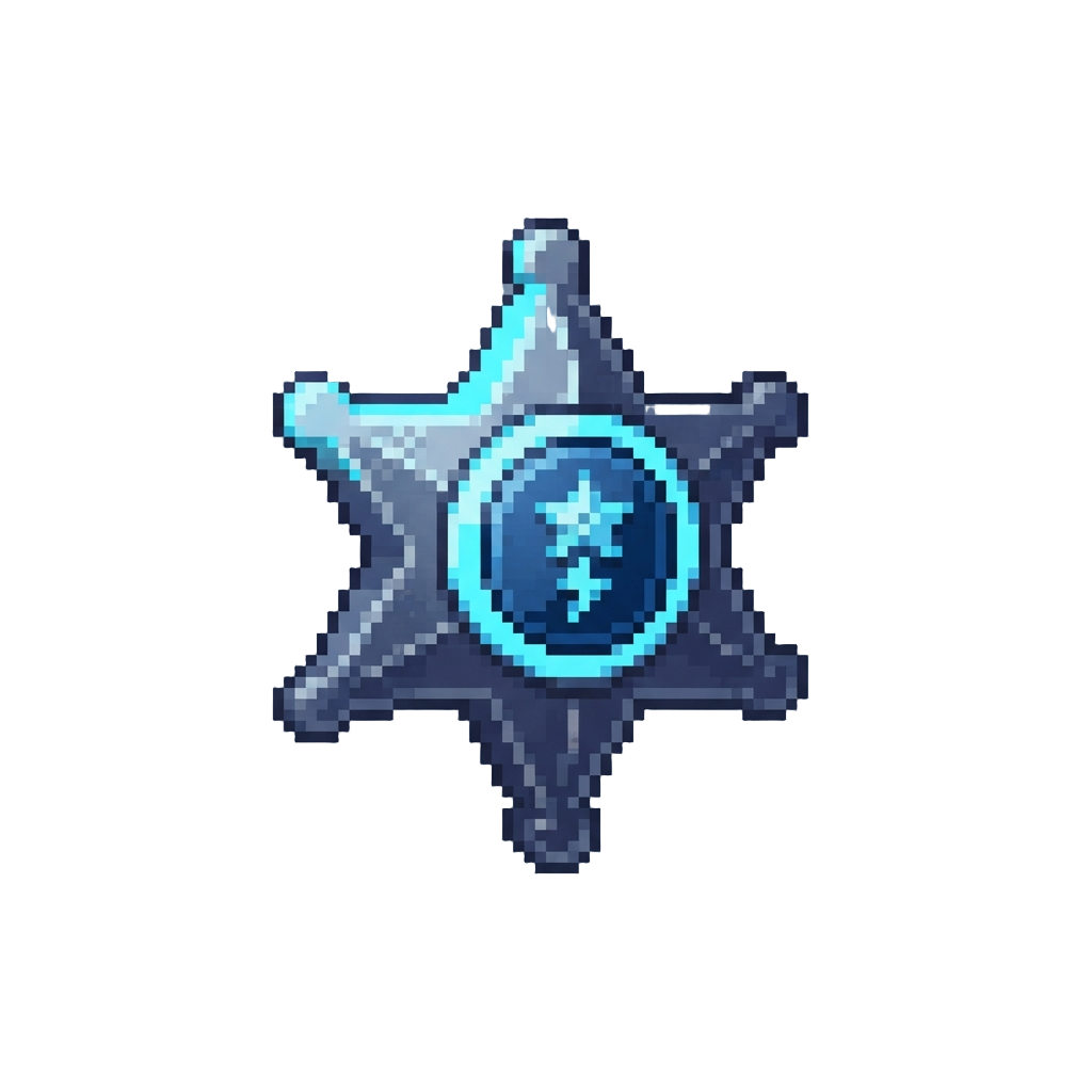 A Futuristic Neon Blue Deputy Badge