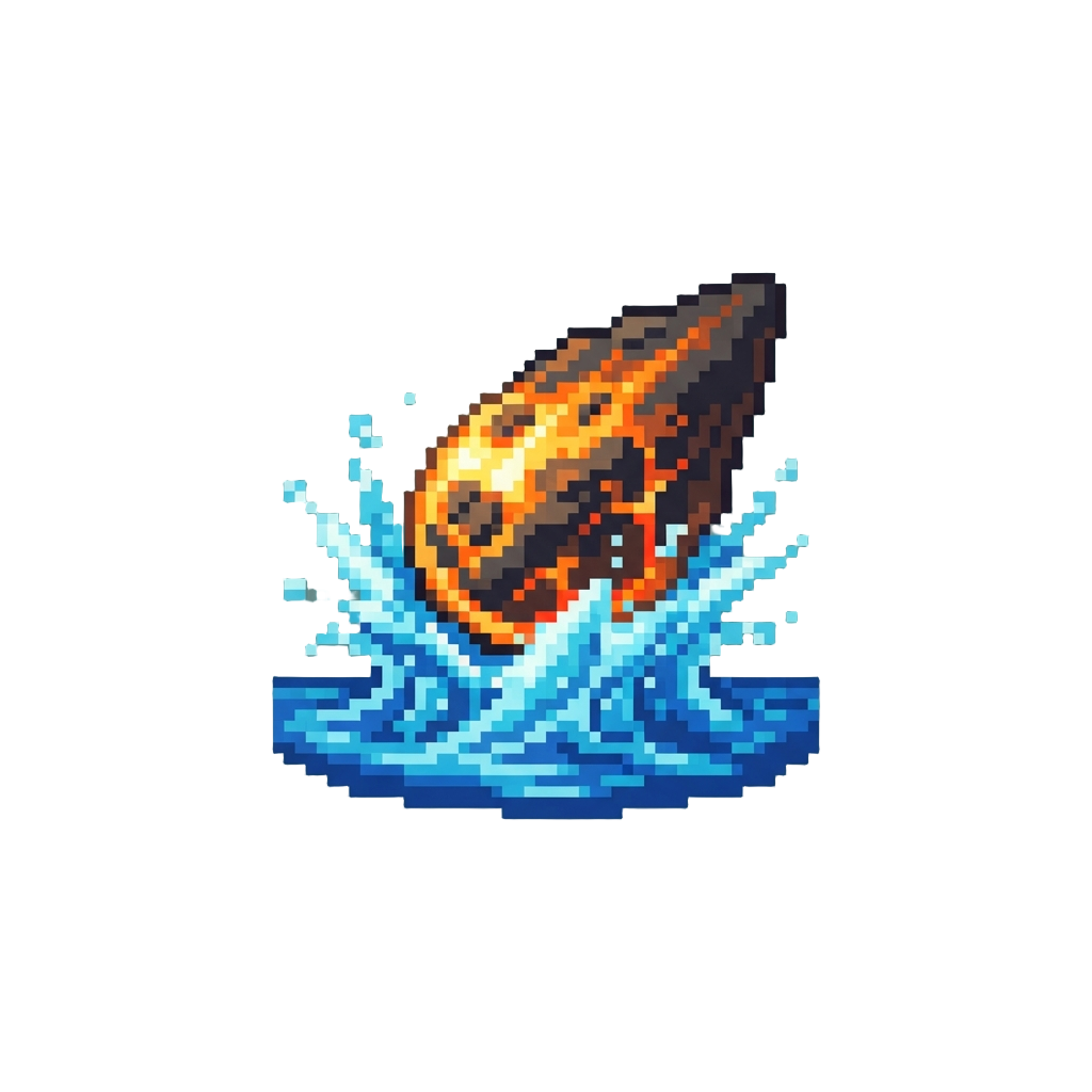 Meteors of Burning Magma Splashing Into the Ocean