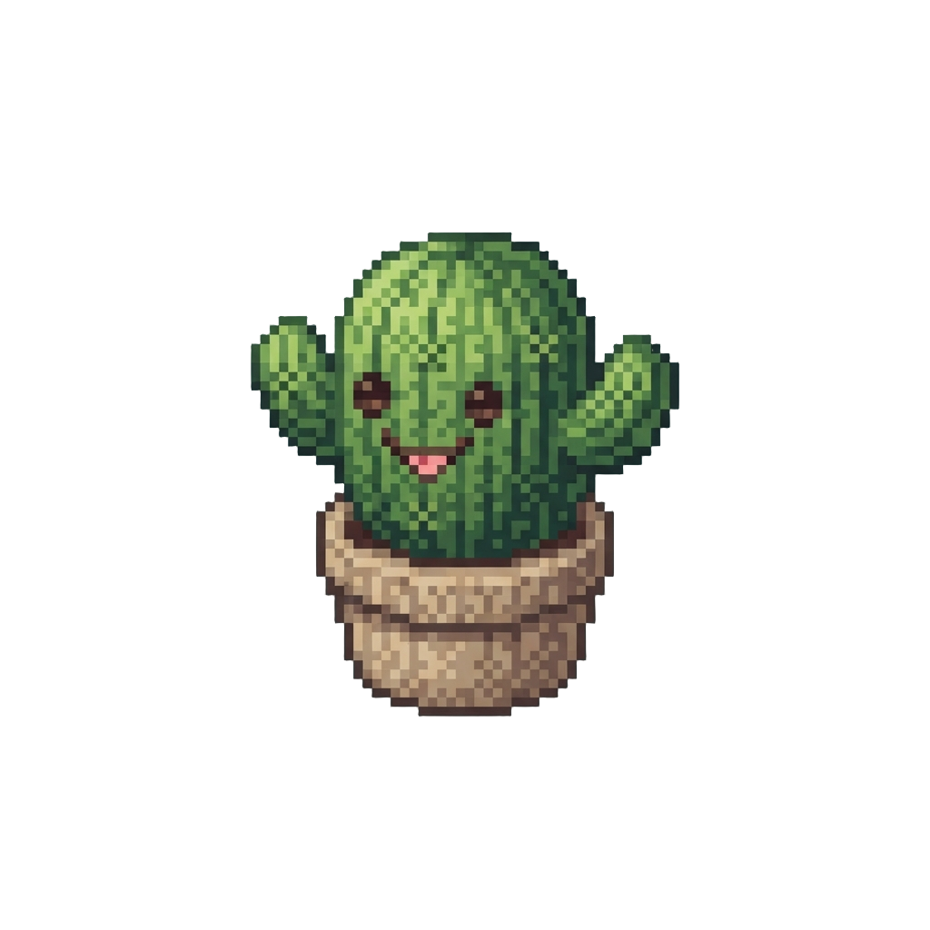 A Tiny Knitted Cactus with a Funny Face
