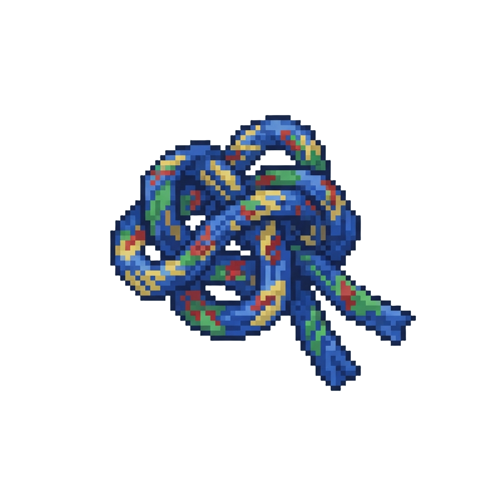 A Long Unraveled Neck Strand Tied in a Silly Knot