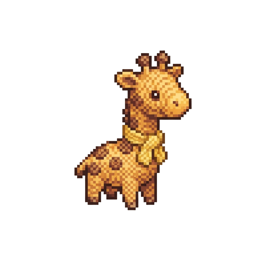 A Tiny Crocheted Baby Giraffe with a Tiny Yellow Scarf