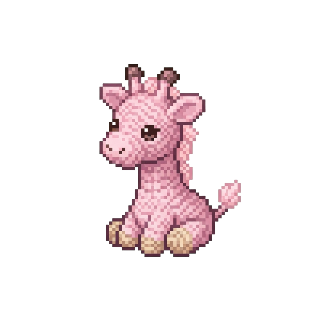 A Tiny Pastel-pink Crocheted Baby Giraffe