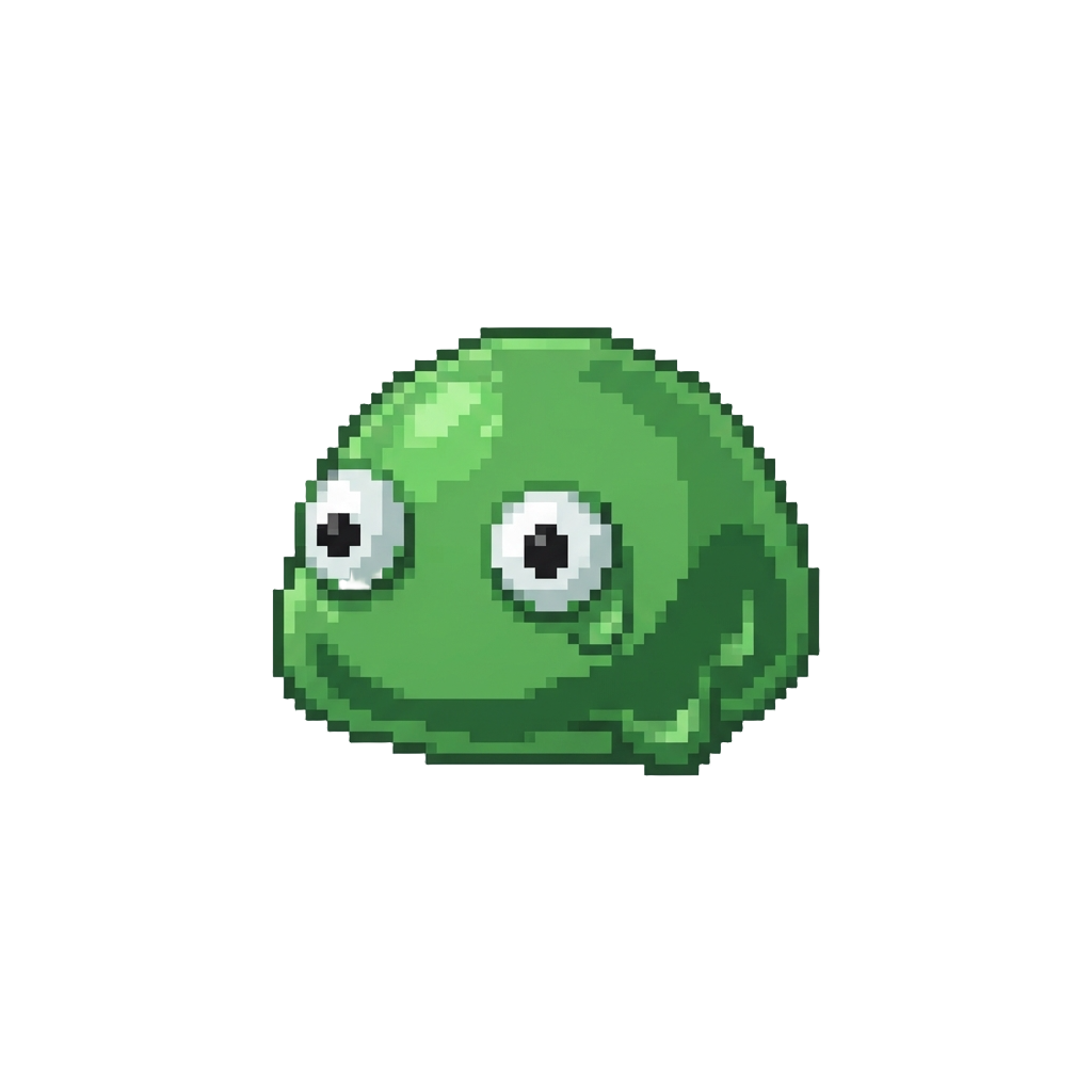 A Tiny Green Gooey Slime Blob with Googly Eyes