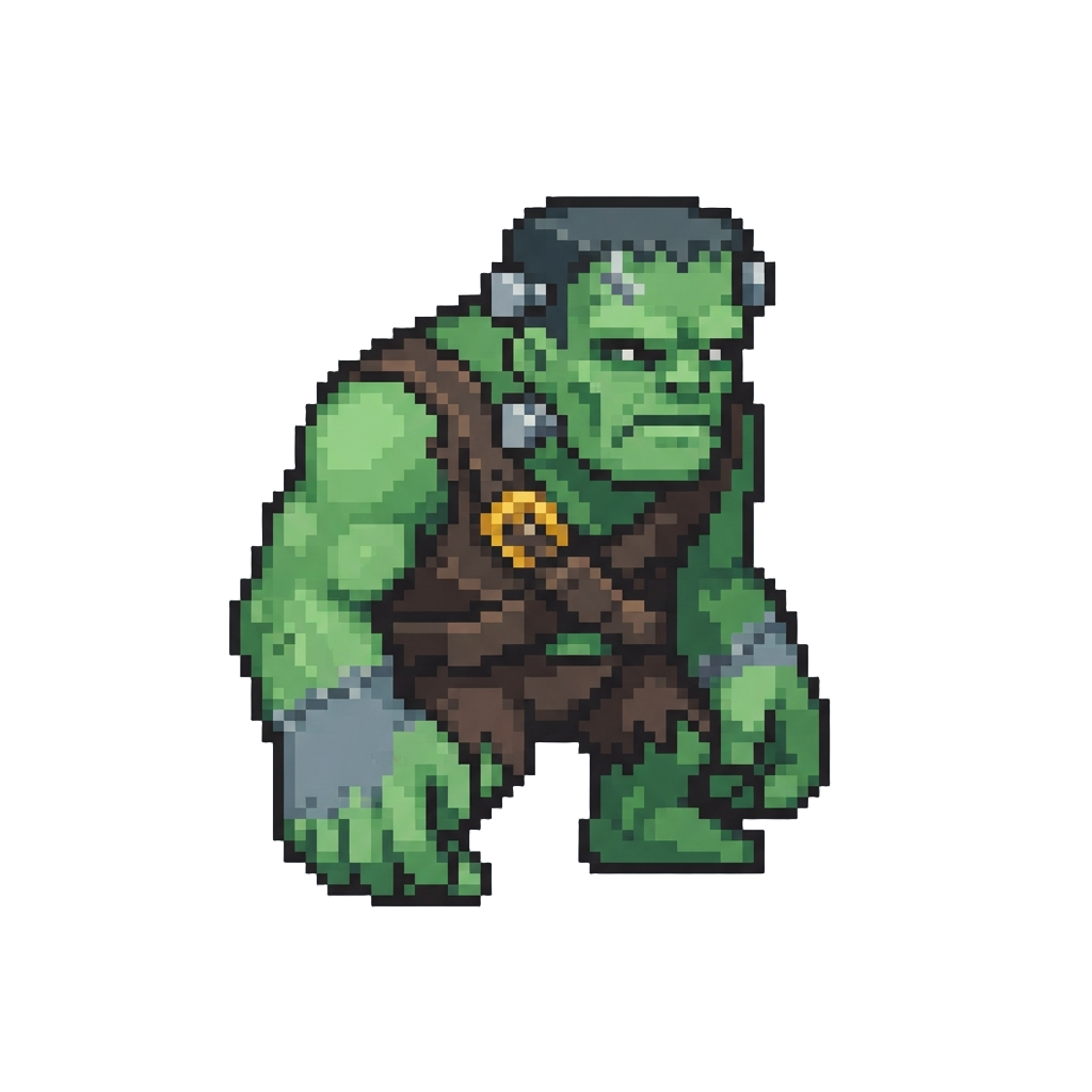 A Towering Classic Green-skinned Bolt-necked Monster